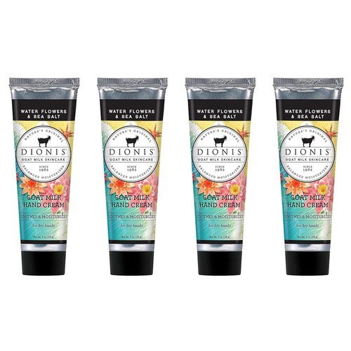 Dionis Goat Milk Hand Cream Water Flowers & Sea Salt 1 oz (Pack of 4)