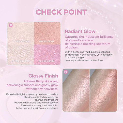 Lilybyred Luv Beam Glow Veil - Korean Heart-Shaped Highlighter for Radiant Glow, Silky & Buildable, 0.11 oz (03 Sugar Beam)