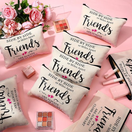 Saintrygo 10 Pieces Friendship Gifts for Women Good Friend Cosmetic Bags Funny Long Distance Friendship Makeup Bags Christmas Gift Travel Toiletry Makeup Zipper Pouch for BFF Soul Sister(Heart Style)
