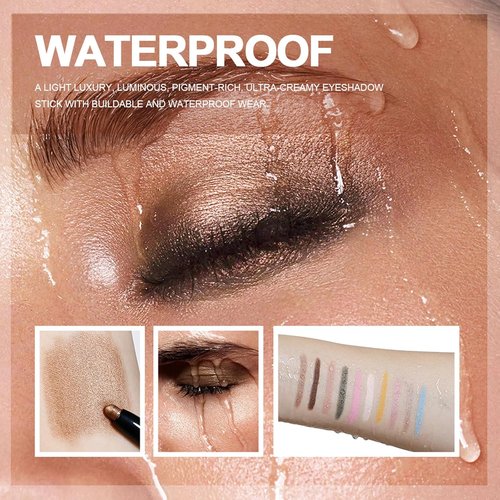 Chifure Eyeshadow Stick - Waterproof Shimmer & Matte Cream Eye Shadow Crayon | 0.056 Oz (#4 Bottle Green)