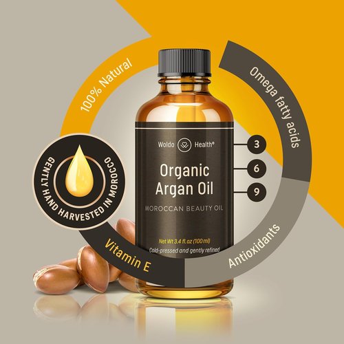 Moroccan Organic Argan Oil - Cold Pressed 3.4 Fl Oz | Vitamin E Rich Beauty Oil for Hair, Skin & Nails