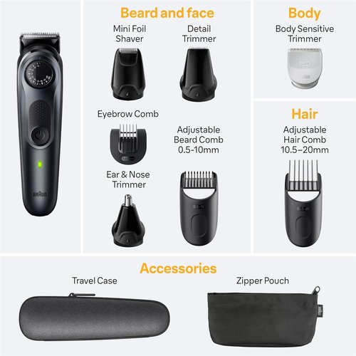 Braun All-in-One Style Kit Series 5 5471 - 8-in-1 Trimmer for Men | Beard, Body & Hair Clippers, Waterproof, 40 Length Settings