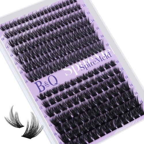 B&Q SpireMeld Manga Lash Clusters - 280Pcs Voluminous & Fluffy Ultra-soft 0.03mm Fiber Spikes Lash Clusters for a Dramatic Eye Look, Refill For Professional Results(80+100D-10-18MIX)
