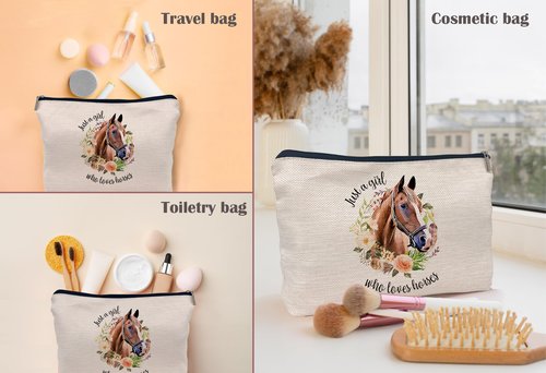 Lacosu Horse Stuff - Gifts For Girls & Women Who Love Horses - Makeup Bag