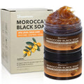 2 PCS Unrefined Moroccan Black Soap Handcrafted, Argan Oil Authetic Black Beldi Soap SPA Level Highly Moisturize, Purify and Soften Skin, with Laurel Oil for Face and Body, No Fragrance, 5.29 oz/150 g