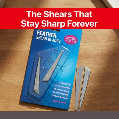 Feather - Switch-Blade Haircutting Shears Replacement Blades - for Professional Stylists & Barbers - Stainless Steel - No-Nip Tip - Made in Japan - 70/75 Model