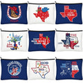 Reginary 9 Pcs City Cosmetic Bag USA City Souvenir Gifts Texas Makeup Bag Chicago Texas Florida Souvenirs Makeup Purse for Women Girls Traveler Birthday Christmas Favors(Texas)