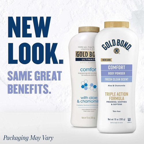 Gold Bond Comfort Body Powder - Talc-Free Formula with Aloe & Chamomile | 10 oz. Fresh Clean Scent