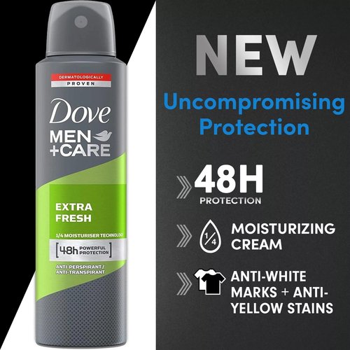Dove Men + Care Antiperspirant Deodorant Spray, 6 Pack, 48H Protection, Long-Lasting Extra Fresh Scent, Soothes & Moisturises Skin, 5 oz. Each
