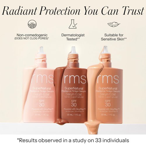 RMS Beauty Supernatural Radiance Serum SPF 30 - Lightweight Hydrating Facial Sunscreen with Antioxidants, Natural Glow Enhancer, Broad Spectrum UVA/UVB, 1 oz