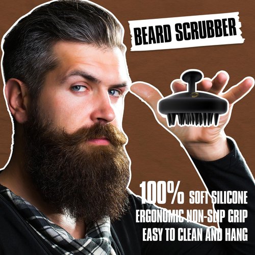 Beard Wash and Conditioner & Silicone Beard Brush Set w/Argan & Jojoba Oils - Reduce Beard Itchy, Dandruff, Beard Shampoo, Softens & Strengthens & Shine - 2 x 4 Fl Oz 120ML