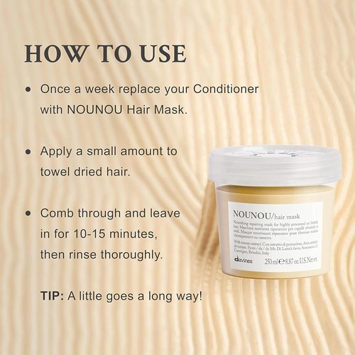 Davines NOUNOU Hair Mask - Nourishing Treatment for Bleached & Permed Hair | Adds Shine Weightlessly