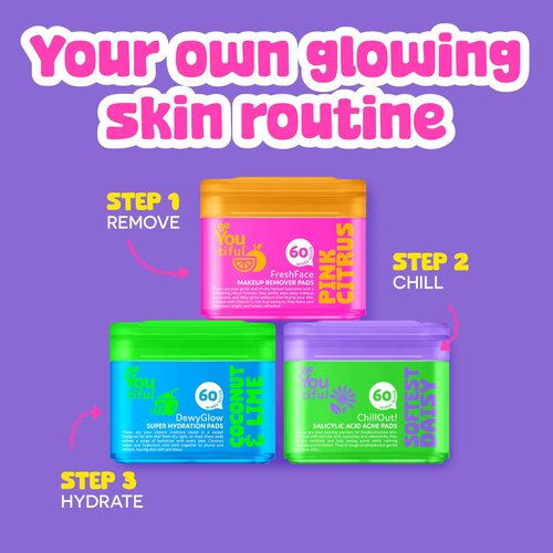 BeYoutiful ChillOut Gentle Acne Cleansing Face Wipes with Salicylic Acid for Teens and Kids, Valentines Day Gifts for Teen Girls, 60 Facial Pads, Vegan, Tea Tree & Chamomile