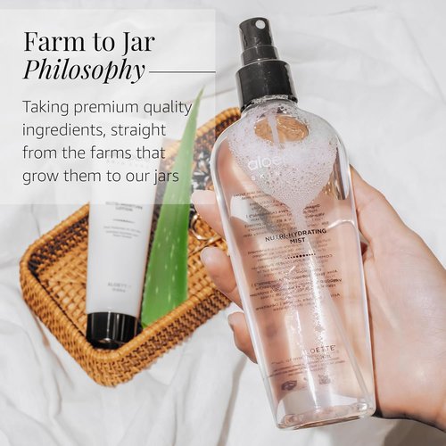 Aloette Nutri-Hydrating Mist After Sun Spray - Aloe Vera Facial & Body Mist with Silk Amino Acids & Vitamins - 8oz for Glowing Skin