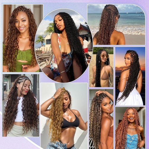 Human Braiding Hair for Boho Braids Human Hair 150g 18 Inch Deep Wave Natural Color Boho Braids Human Hair No Weft Boho Human Braiding Hair Curly 6 Bundles/Pack 1B
