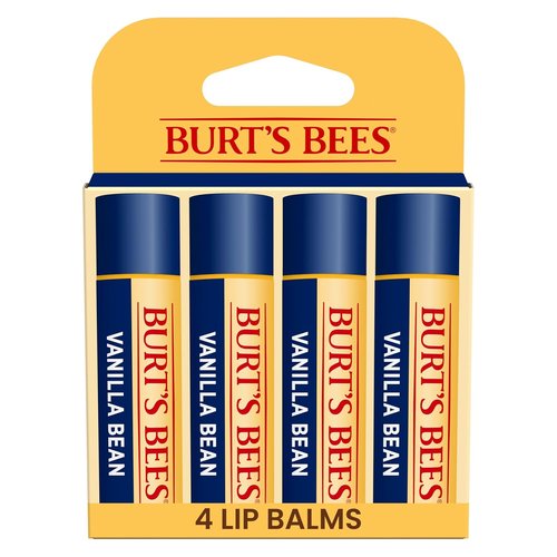 Burt's Bees Natural Lip Balm - Moisturizing Vanilla Bean Flavor | 4 Tubes