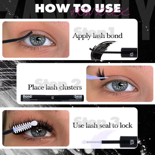 Lash Glue Waterproof Eyelash Glue Strong Hold Lash Cluster Glues 2 in 1 Lash Bond and Seal for Lash Extension Long-Lasting Eyelash Adhesives DIY Lashes at Home by zanlufly