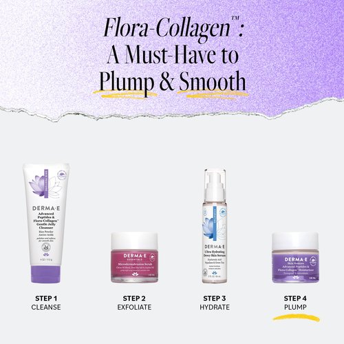Derma E Advanced Peptides and Vegan Flora-Collagen Night Moisturizer – Hydrating Topical Facial Cream Improves Elasticity and Reduces Appearance of Lines and Wrinkles, 2 Oz
