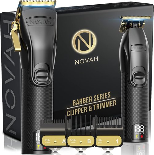Novah® Professional Hair Clippers - Cordless Barber Clipper Set for Men's Haircuts | Gold Finish