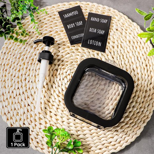 Segbeauty 16.9oz Hand Soap Dispenser, 500ml Leak-Proof Liquid Soap Dispenser for Bathroom, Black Modern Dish Soap Dispensers for Kitchen Sink, Refillable Plastic Pump Bottle with Waterproof Labels