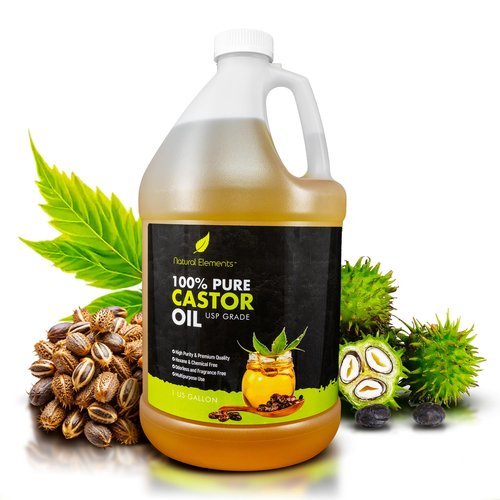 Natural Elements 100% Castor Oil USP Grade | Cold Pressed | Hexane Free | High Purity, Premium Quality