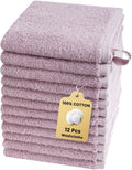 SEMAXE 100% Cotton Washcloths 12-Pack, 13 × 13 Inch Soft Luxury Face Towels – Super Absorbent & Quick-Dry, Premium Cloth with Hanging Loop, Oeko-TEX Certified, Gift-Ready Box, Purple