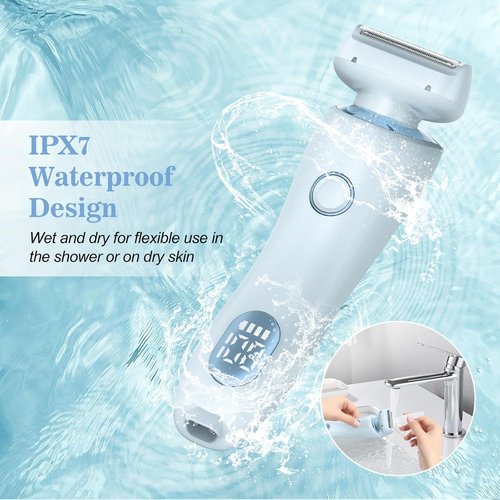 Skiennix Electric Shaver for Women - Painless 2-in-1 Wet & Dry Waterproof Razor | Rechargeable, Blue