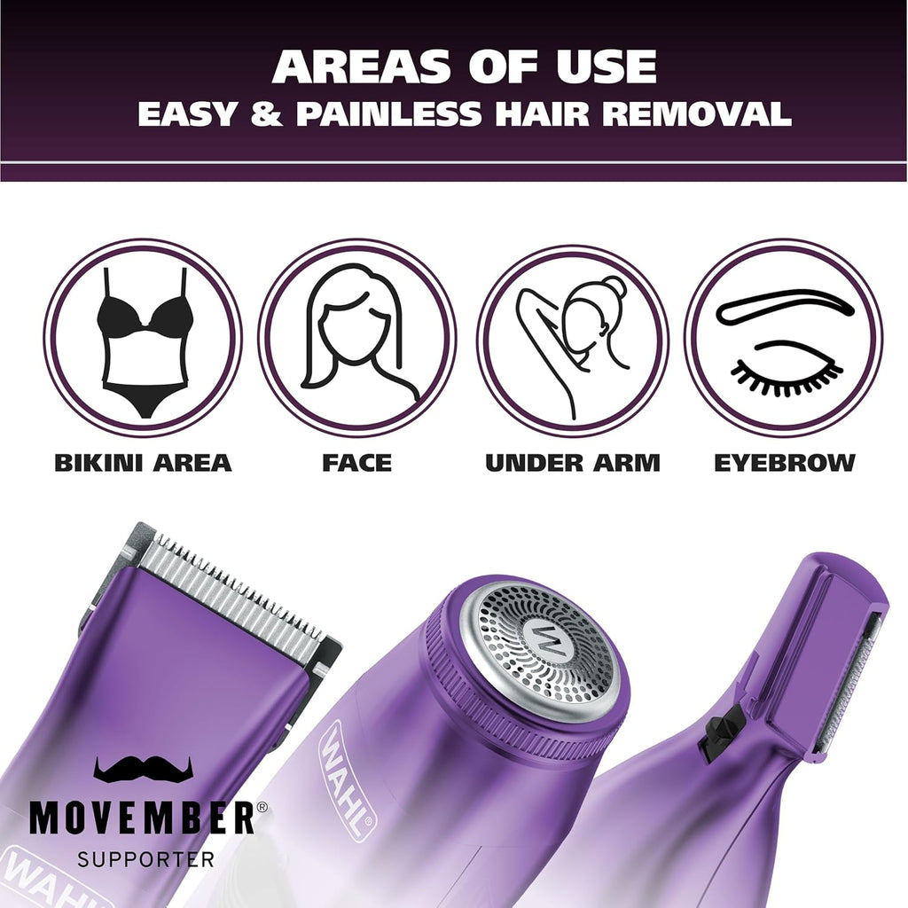 Wahl Pure Confidence Rechargeable Electric Trimmer - Smooth Shaving & Trimming for Face, Underarms, Eyebrows & Bikini Areas | Model 9865-100