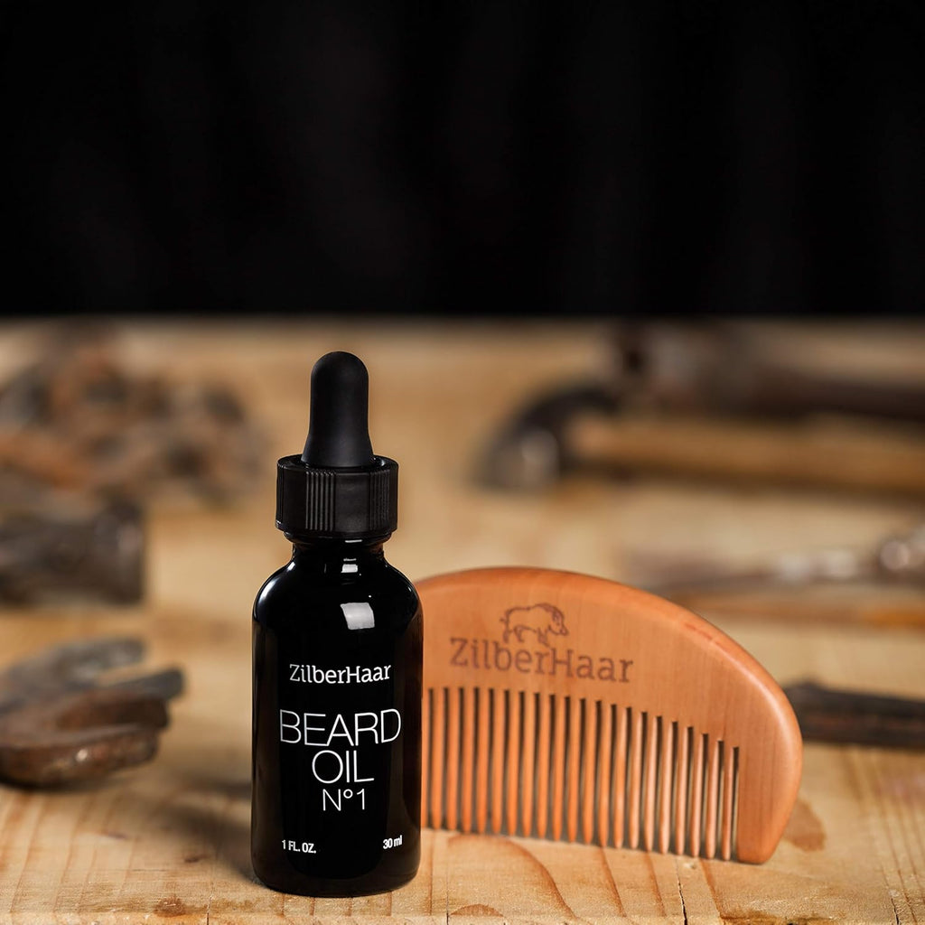 ZilberHaar Beard Oil Set - Nourishing Oil, Brush & Comb for Perfect Grooming | All-in-One Bundle
