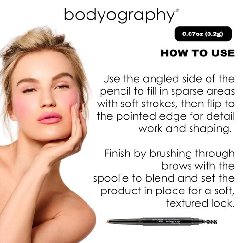 Bodyography Brow Assist - Triangular Tip Eyebrow Pencil in Brown | Defines, Fills & Shapes Brows | Vegan Formula with Castor & Coconut Oil