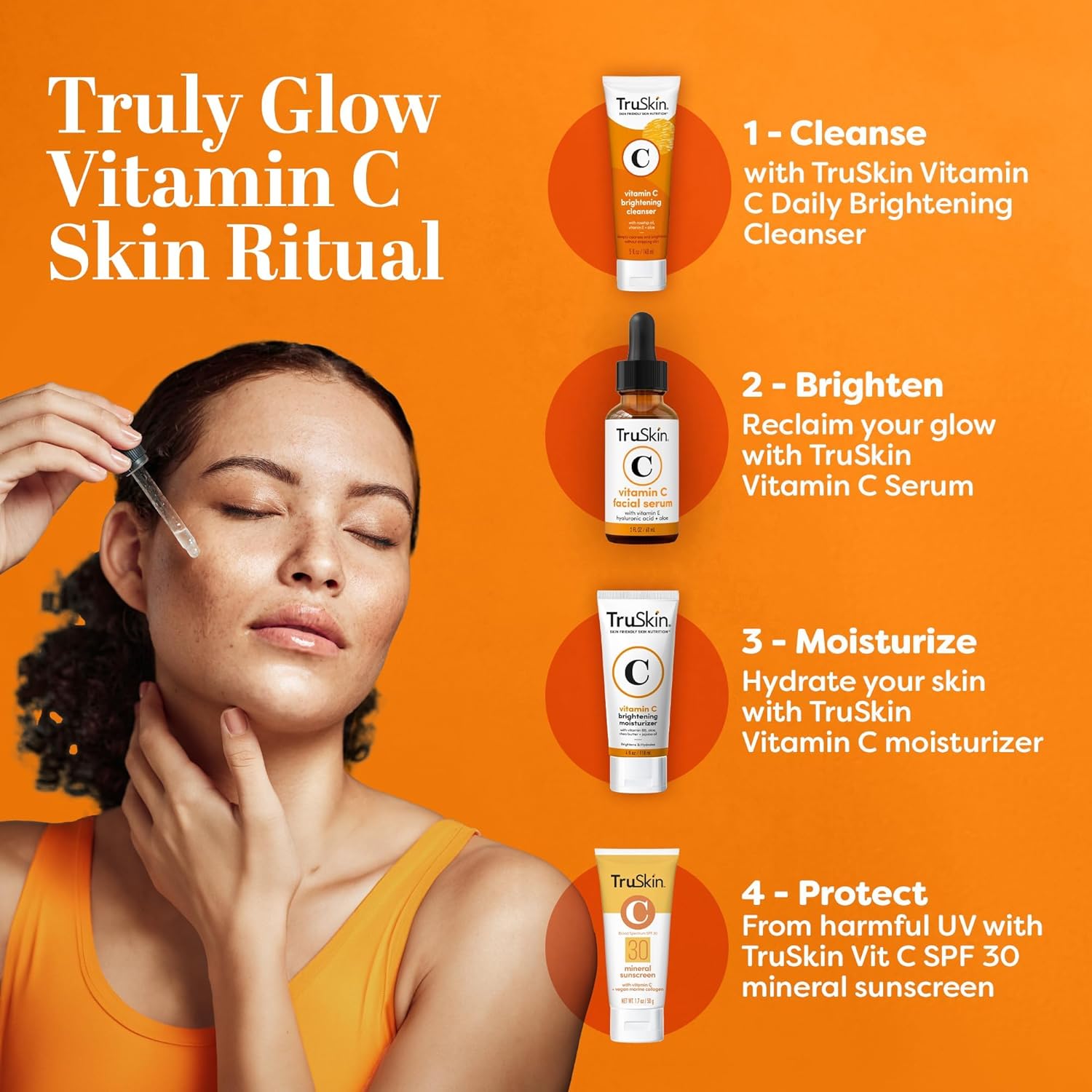 TruSkin Vitamin C Serum - Anti-Aging Face Serum with Hyaluronic Acid & Vitamin E | Brightens Dark Spots, 2 Fl Oz