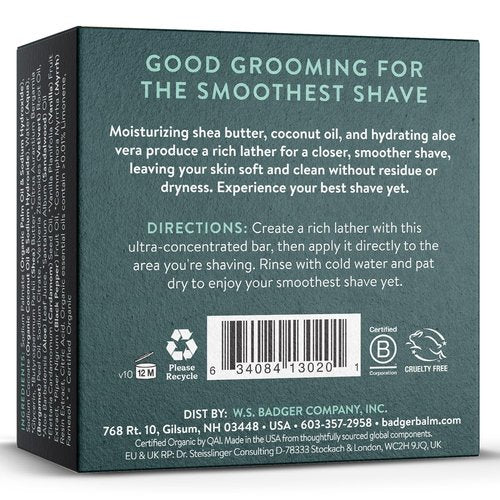 Badger Shaving Soap Puck, Organic Moisturizing Shave Soap Bar, Rich Lasting Lather, Light Natural Scent, Plastic Free & Vegan Shave Soap for Men & Women, 3.15 oz Bar