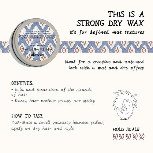 Davines Strong Dry Wax - Matte Texture for Definition & Separation | 2.54 Fl Oz - Strong Hold