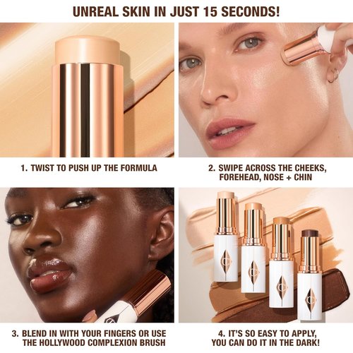 Charlotte Tilbury Unreal Skin Tint - Hydrating Cream Foundation Stick for Sheer-to-Light Coverage | Blurring & Nourishing Formula