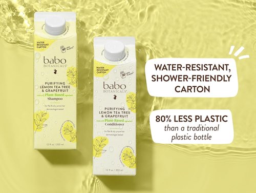 Babo Botanicals Purifying Lemon Tea Tree & Grapefruit Shampoo | Bundle with Conditioner for Oily Hair - Adds Body & Shine
