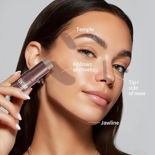 Skiennix Cream Contour Stick - Cool Toned Sculpting Makeup for Natural Look | Long Lasting & Buildable (10 Mocha)