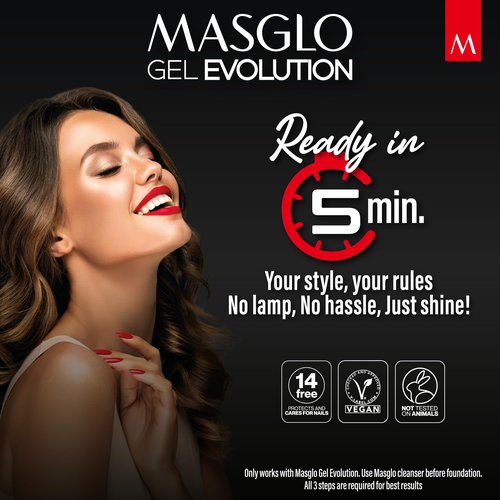 MASGLO Gel Evolution – Set of 3 Nail Polishes No UV/LED Lamp Needed, Fast-Drying, 12-Day Wear, 14-Free Formula, High-Gloss Finish, vegan (0.5 oz Each) h