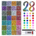 qiipii 28 Color 3mm Crystal Resin Rhinestones w B7000 Glue for Bedazzling Crafting SS10 Flatback Colorful Stones Crystals Gems Diamonds Bedaazler Kit for Nails Eyes Face Makeup Tumblers Bottles Crafts
