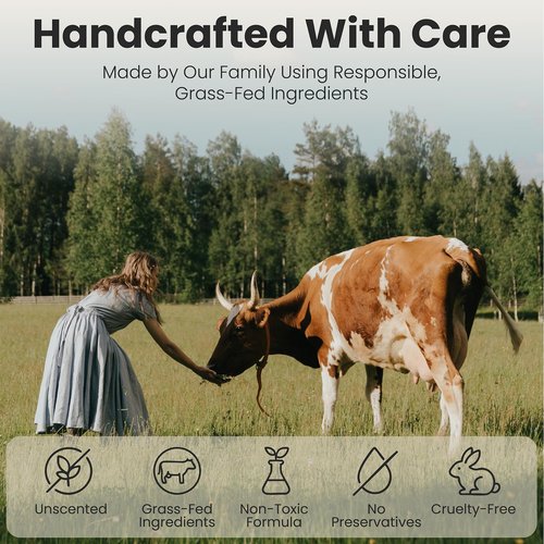 Beautiful Being SKIN GLOW - Grass-Fed Whipped Beef Tallow Moisturizer for Face & Body, for Dry + Sensitive Skin Relief, Non-Toxic, Ancestral Skincare - Castor Oil Infused, (UNSCENTED, 4oz)