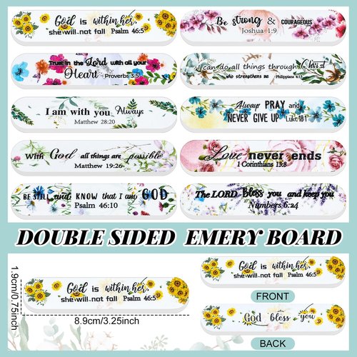 Lanties 50 Pack Christian Gifts for Women Scripture Mini Nail Files Christian Party Favors Bible Verse Emery Boards Religious Small Gifts for Teacher Mother Employee Staff Coworkers Office Supplies