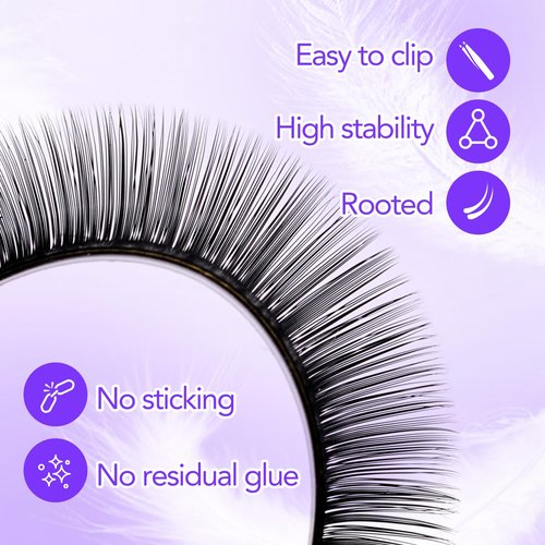 Arison Lashes Volume Lash Extensions Cashmere Matte Black Individual Eyelash Extensions Tray Mixed Length 20 Rows for Professional Lash Tech Supplies(0.07-C Curl-14mm)