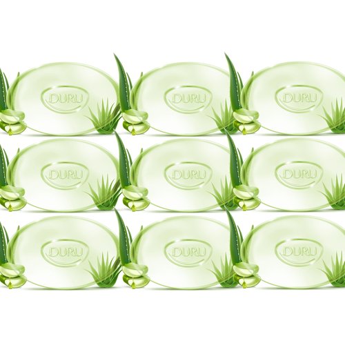 Duru Aloe Vera Glycerin Bar Soap - Vegan Transparent Cleansing Bar Moisturizing Sensitive Skin Wash for Women and Men Plant Based - 9 Pack