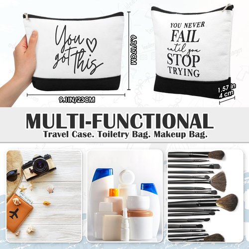 Sanwuta 10pcs Employee Appreciation Gifts for Women Inspirational Makeup Bags with Zipper Thank You Cosmetic Bags Gift for Coworkers Volunteer Mother's Day (Classic)