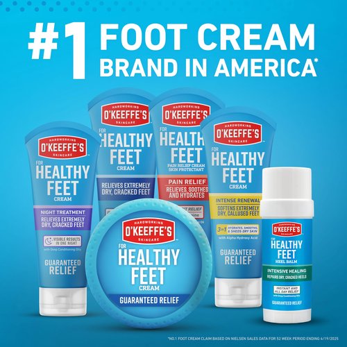 O'Keeffe's for Healthy Feet Night Treatment Foot Cream - 3 oz Tube (2 Pack) - Guaranteed Overnight Relief for Extremely Cracked, Dry Feet, Repairing Skincare, Instantly Boosts and Retains Moisture Levels
