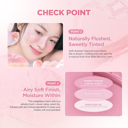 Lilybyred Luv Beam Sherbet Cheek - Heart-Shaped Korean Cream Blush, Lightweight & Buildable, 0.12 oz (07 Grape Topping)