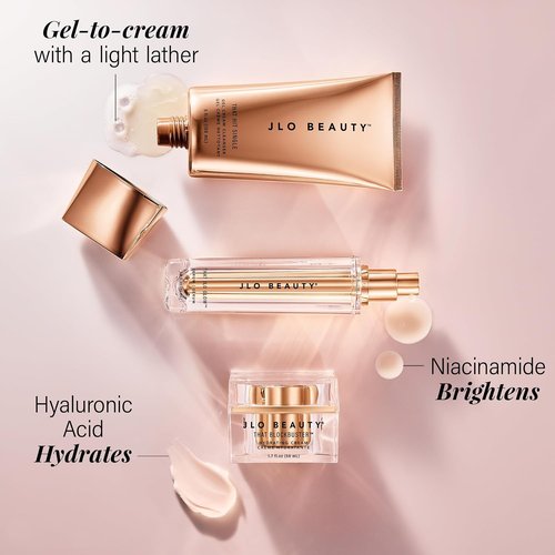 JLO BEAUTY Starter Skin Care Kit - 3 Piece Facial Set with Cleanser, Serum & Moisturizer | Daily Routine for Women