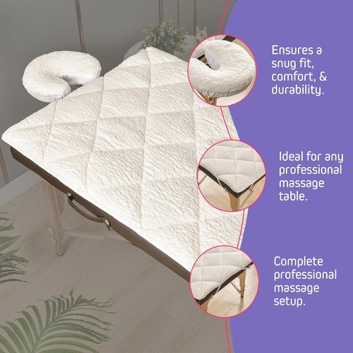 Skiennix Double-Sided Massage Table Pad - Plush Fleece & Microfiber Cover, 76"x34", White