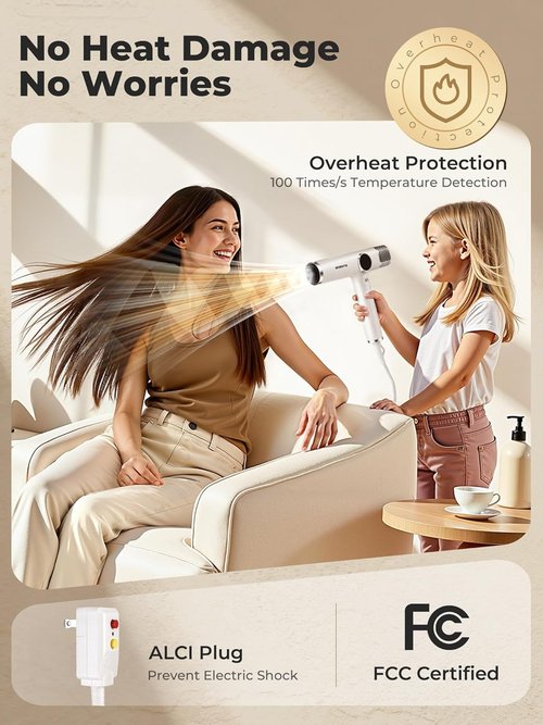Skiennix Professional Ionic Hair Dryer - High-Speed with Digital Display & Magnetic Diffuser | Lightweight, Low Noise