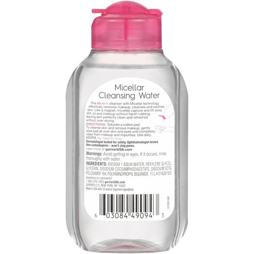 Garnier Micellar Cleansing Water - All-in-One Makeup Remover & Facial Cleanser | 3.4 Fl Oz (100mL)