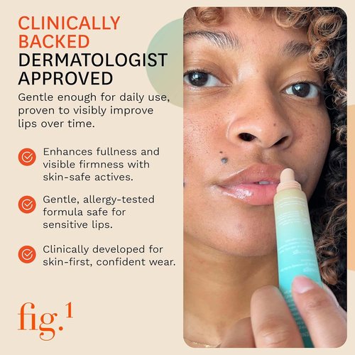 Fig.1 Peptide Plump Lip Oil - Hydrating Lip Gloss with Hyaluronic Acid & Vegan Squalane | Non-Sticky, Fragrance-Free | 0.5 fl oz